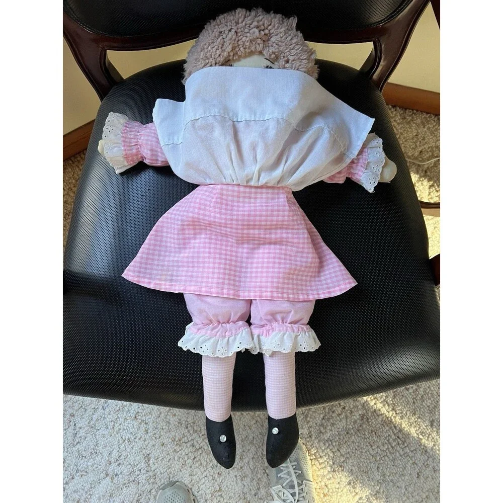 Vintage Raggedy Ann Type Doll 1970s Fabric Dress 24